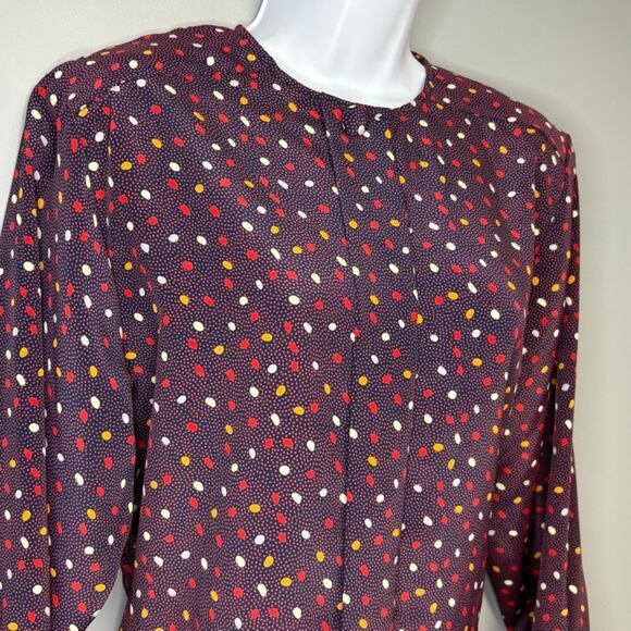 NWT VTG Oscar De La Renta Expressions Abstract Print Blouse Womens Sz 12 - Picture 2 of 10